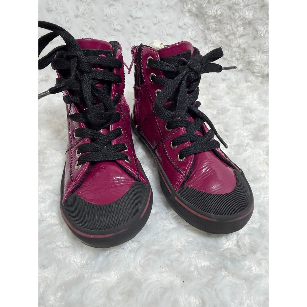 D&G Junior Dolce & Gabbana Girls Magenta Patent Leather High Top Sneakers